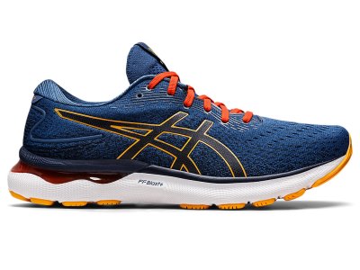 Asics Gel-nimbus 24 メンズ ランニングシューズ 黒 青 オレンジ | JP2028-424