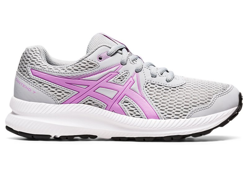 Asics Contend 7 キッズ ランニングシューズ グレー ラベンダー | JP7909-695