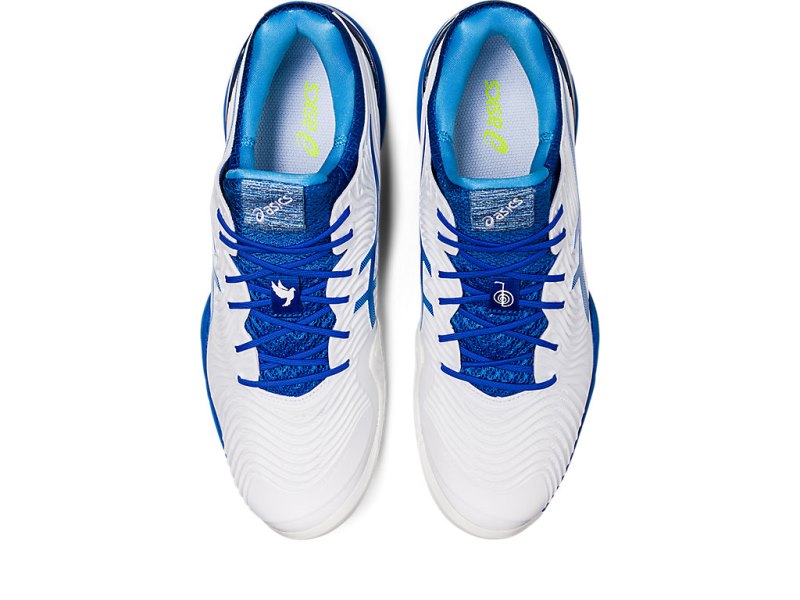 Asics Court FF Novak メンズ テニスシューズ 白 青 | JP0444-159