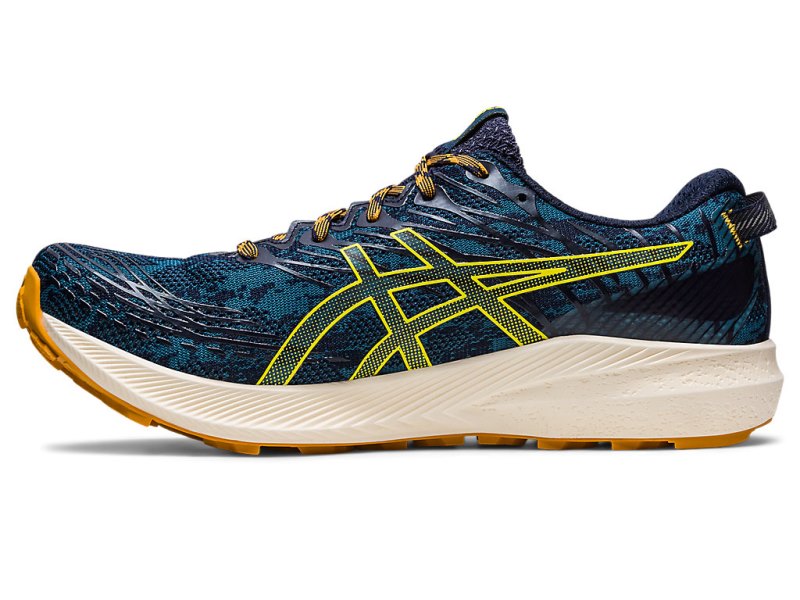 Asics Fuji Lite 3 メンズ トレイルランニングシューズ ターコイズ ゴールド 黄色 | JP2850-493