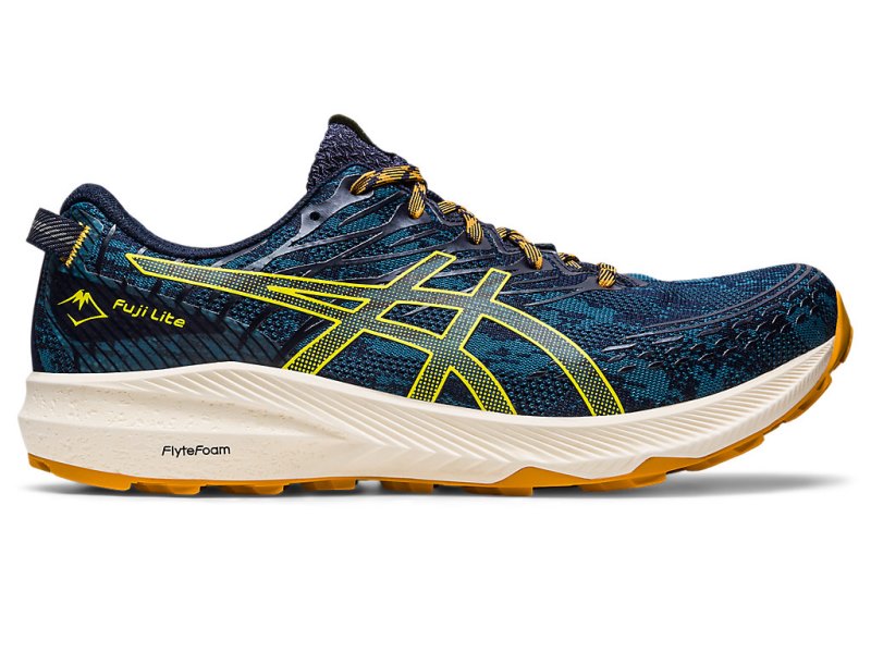 Asics Fuji Lite 3 メンズ トレイルランニングシューズ ターコイズ ゴールド 黄色 | JP2850-493