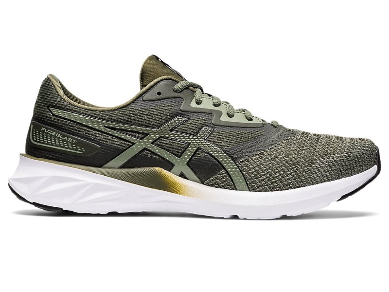 Asics Fuzeblast メンズ ランニングシューズ オリーブ 黒 | JP9657-195