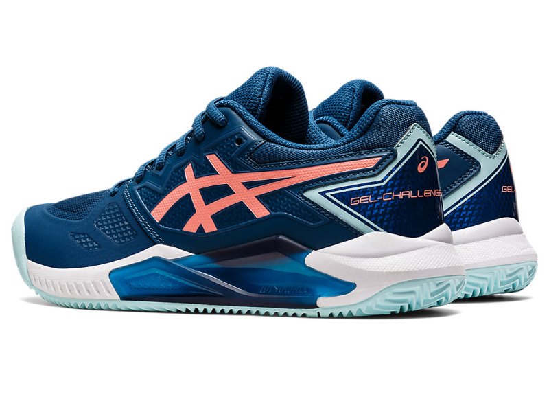 Asics Gel-challenger 13 Clay レディース テニスシューズ ライトインディゴブルー コーラル 色 | JP3803-918