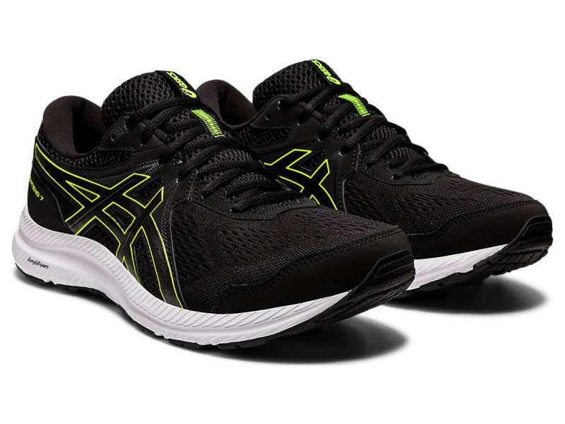 Asics Gel-contend 7 (4E) メンズ ランニングシューズ 黒 緑 | JP7201-259