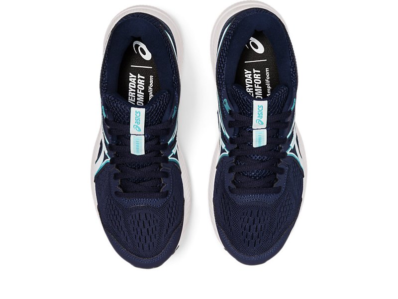 Asics Gel-contend 7 レディース ランニングシューズ 黒 ライト青 | JP0658-977