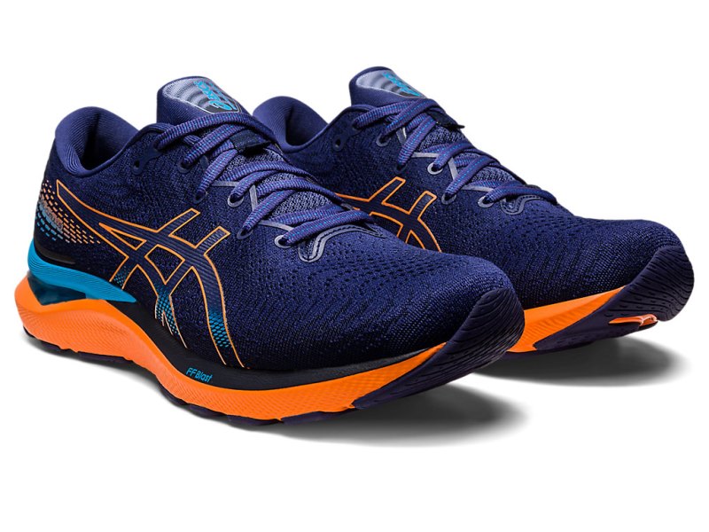 Asics Gel-cumulus 24 メンズ ランニングシューズ インディゴブルー 青 オレンジ | JP4741-872