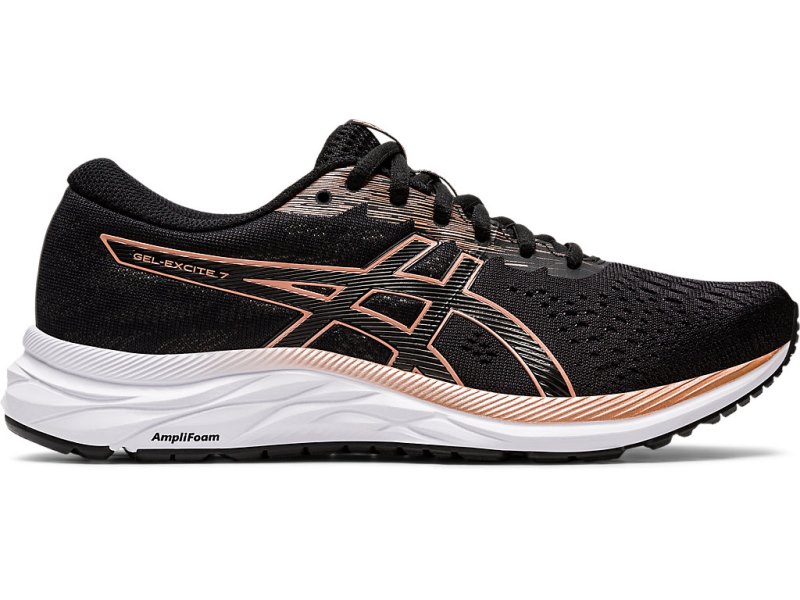 Asics Gel-eXCite 7 レディース ランニングシューズ 黒 ピンク ゴールド | JP1819-776