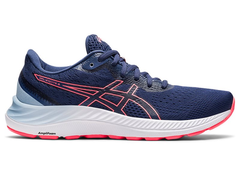 Asics Gel-eXCite 8 (D) レディース ランニングシューズ 青 コーラル 色 | JP1369-027