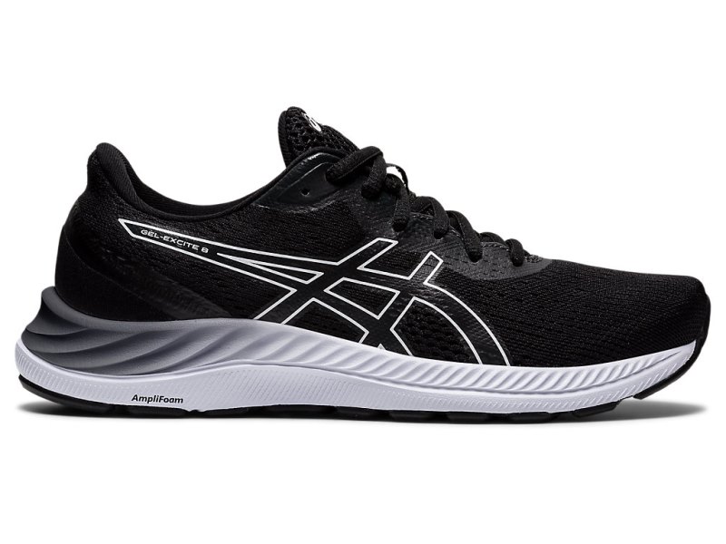 Asics Gel-eXCite 8 レディース ランニングシューズ 黒 白 | JP2084-316