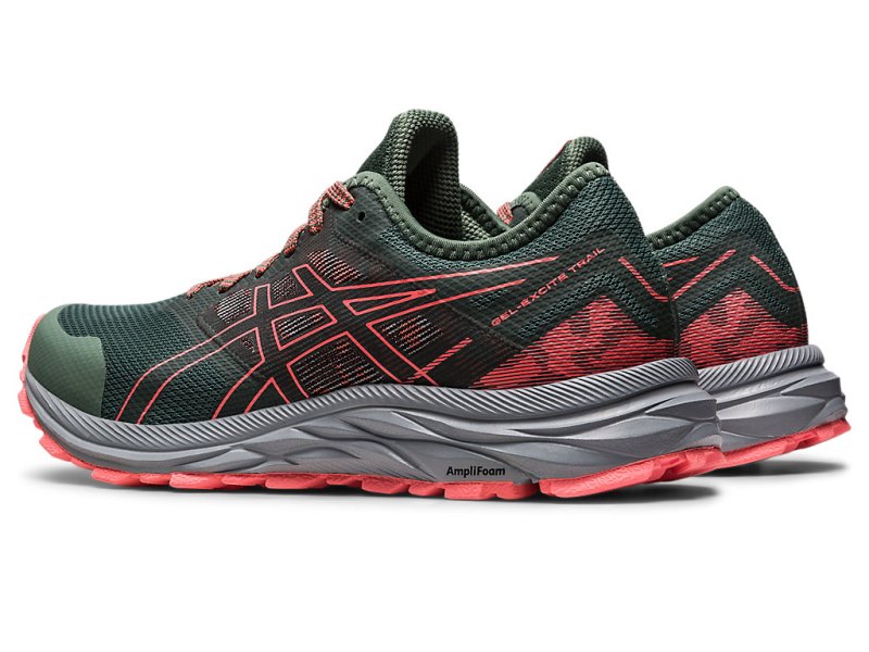 Asics Gel-eXCite トレイル レディース ランニングシューズ 暗緑 コーラル 色 | JP5226-038