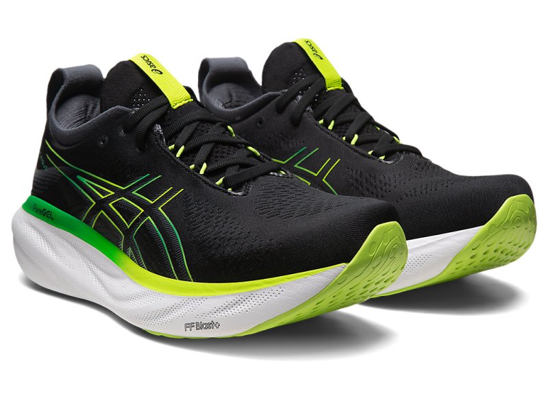 Asics Gel-nimbus 25 メンズ ランニングシューズ 黒 ライト緑 | JP4323-889