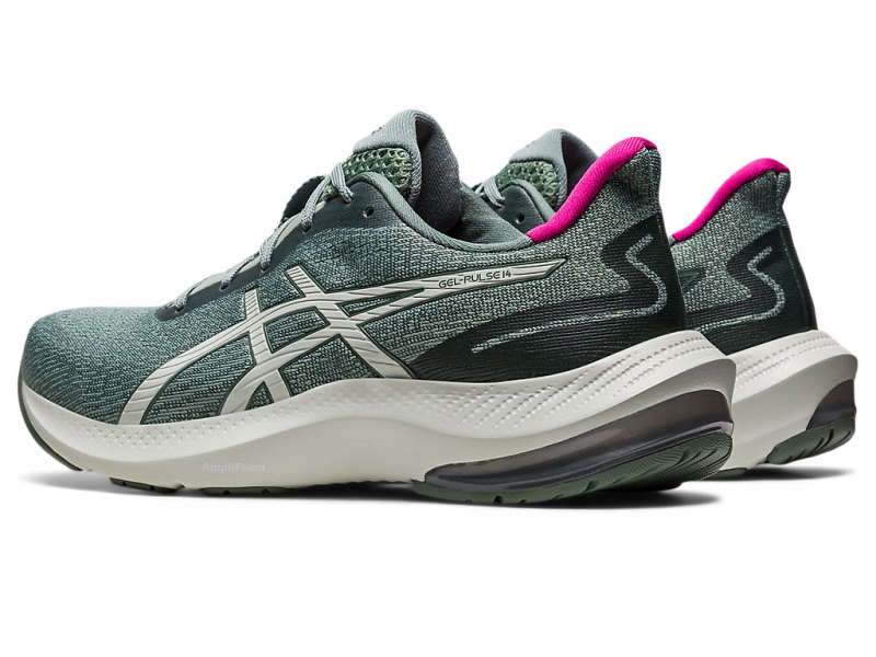 Asics Gel-pulse 14 レディース ランニングシューズ グレー 暗緑 | JP8932-083