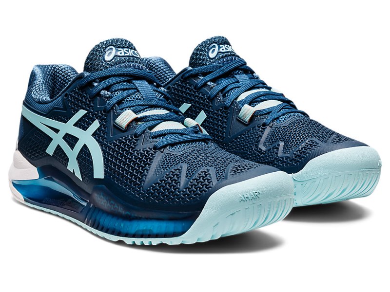 Asics Gel-resolution 8 (D) レディース テニスシューズ ライトインディゴブルー 青 | JP5031-096