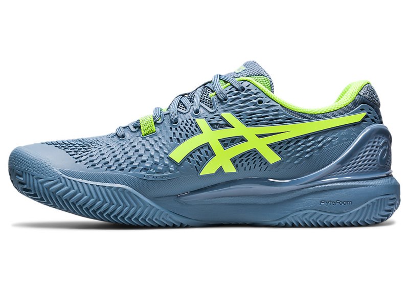 Asics Gel-resolution 9 Clay メンズ テニスシューズ グレー 青 緑 | JP4194-716