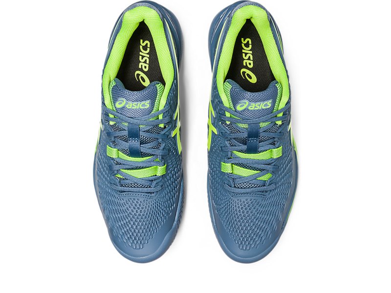 Asics Gel-resolution 9 Clay メンズ テニスシューズ グレー 青 緑 | JP4194-716