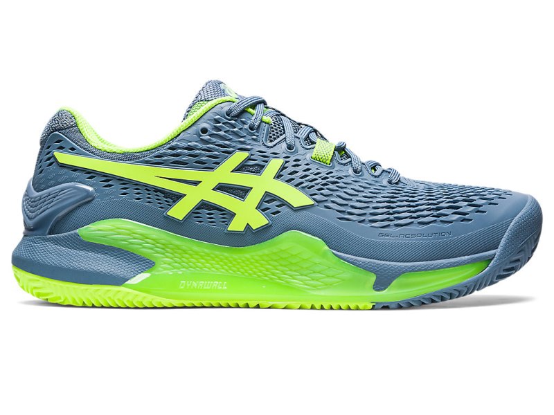 Asics Gel-resolution 9 Clay メンズ テニスシューズ グレー 青 緑 | JP4194-716