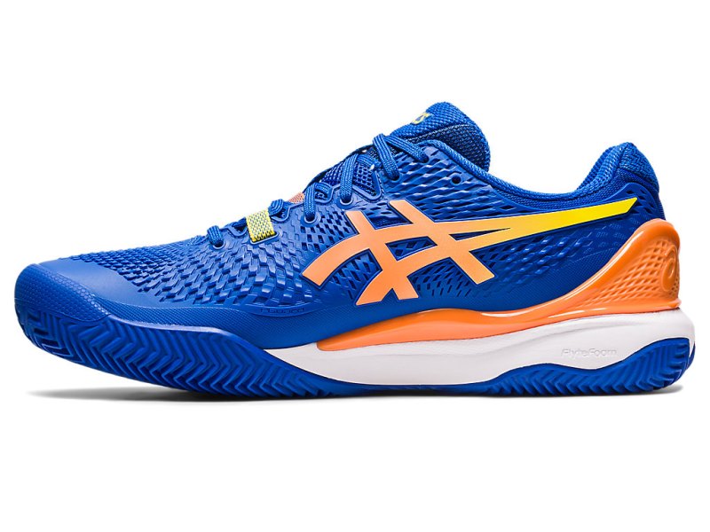 Asics Gel-resolution 9 Clay メンズ テニスシューズ 青 オレンジ | JP7124-706