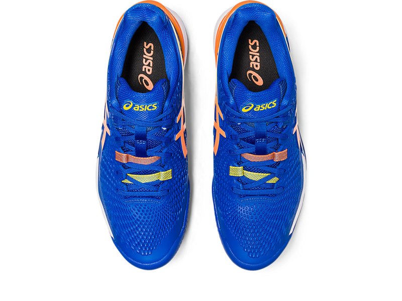 Asics Gel-resolution 9 Clay メンズ テニスシューズ 青 オレンジ | JP7124-706
