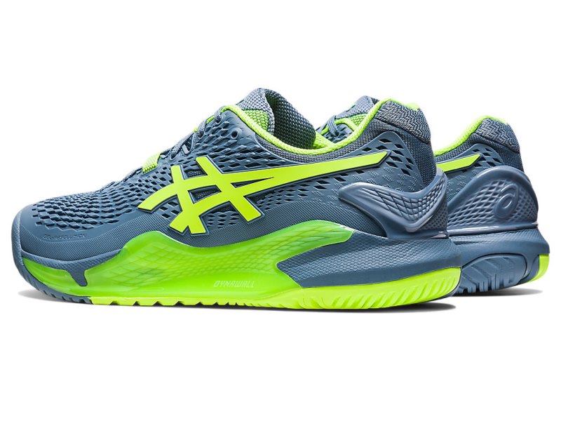 Asics Gel-resolution 9 メンズ テニスシューズ グレー 青 緑 | JP8366-117