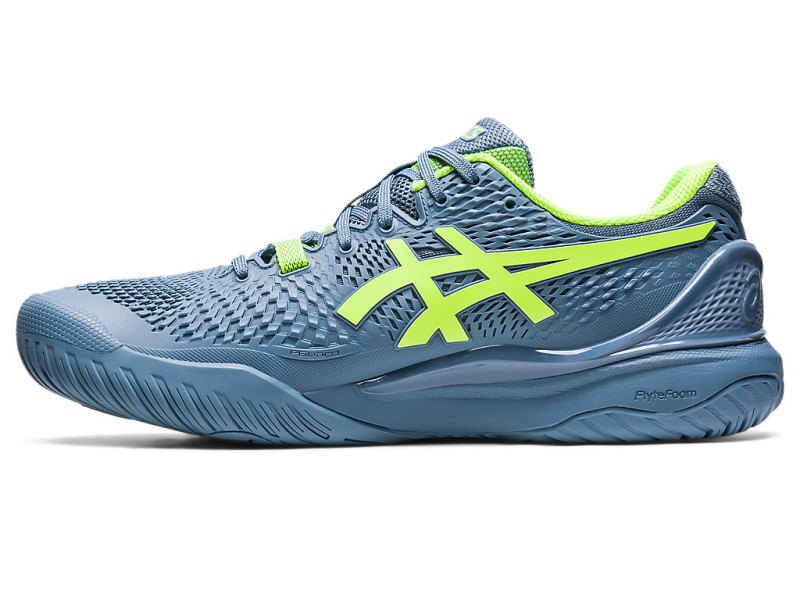 Asics Gel-resolution 9 メンズ テニスシューズ グレー 青 緑 | JP8366-117