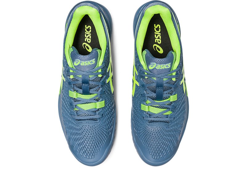 Asics Gel-resolution 9 メンズ テニスシューズ グレー 青 緑 | JP8366-117