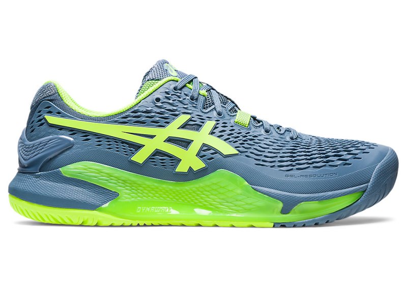Asics Gel-resolution 9 メンズ テニスシューズ グレー 青 緑 | JP8366-117