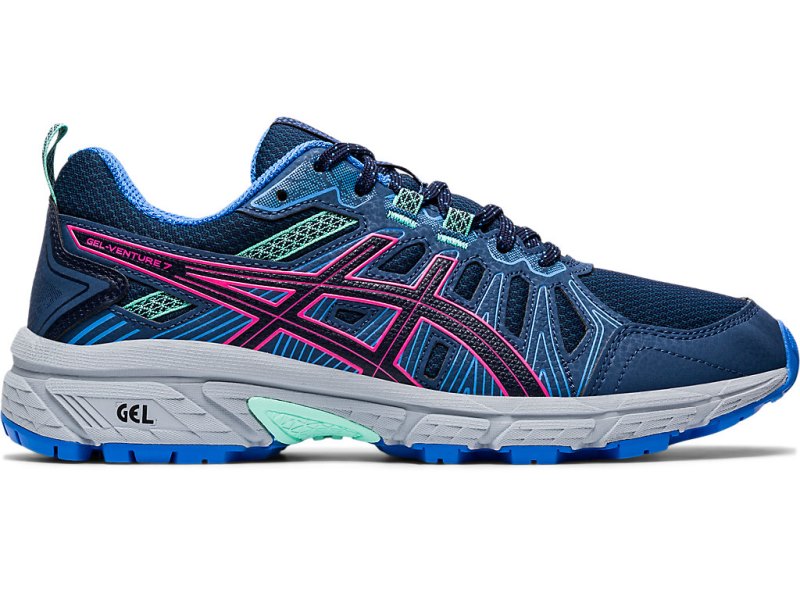 Asics Gel-ventuRE 7 レディース ランニングシューズ ネイビー ピンク | JP6310-878