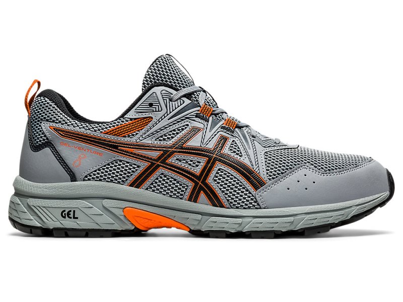 Asics Gel-ventuRE 8 (4E) メンズ トレイルランニングシューズ グレー オレンジ | JP8396-810