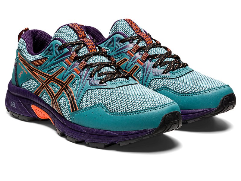 Asics Gel-ventuRE 8 レディース トレイルランニングシューズ ライト青 深い緑 オレンジ | JP5286-158