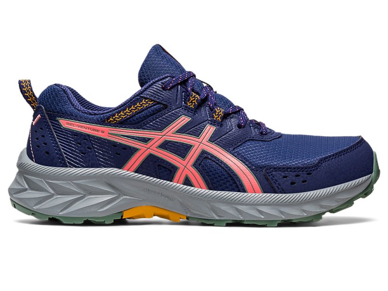 Asics Gel-ventuRE 9 レディース ランニングシューズ インディゴブルー 青 コーラル 色 | JP4167-471