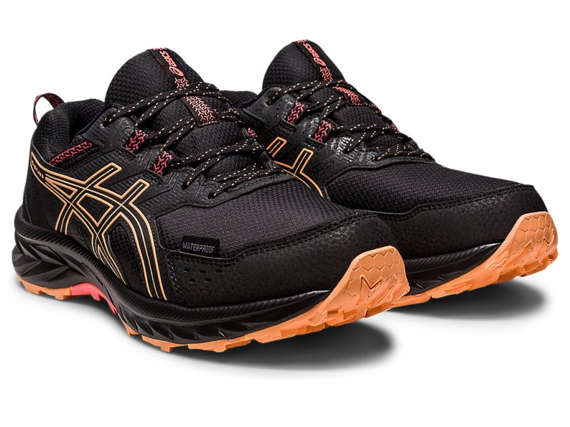 Asics Gel-ventuRE 9 防水 レディース ランニングシューズ 黒 ライトオレンジ | JP4890-830