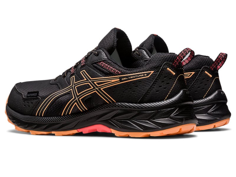 Asics Gel-ventuRE 9 防水 レディース ランニングシューズ 黒 ライトオレンジ | JP4890-830