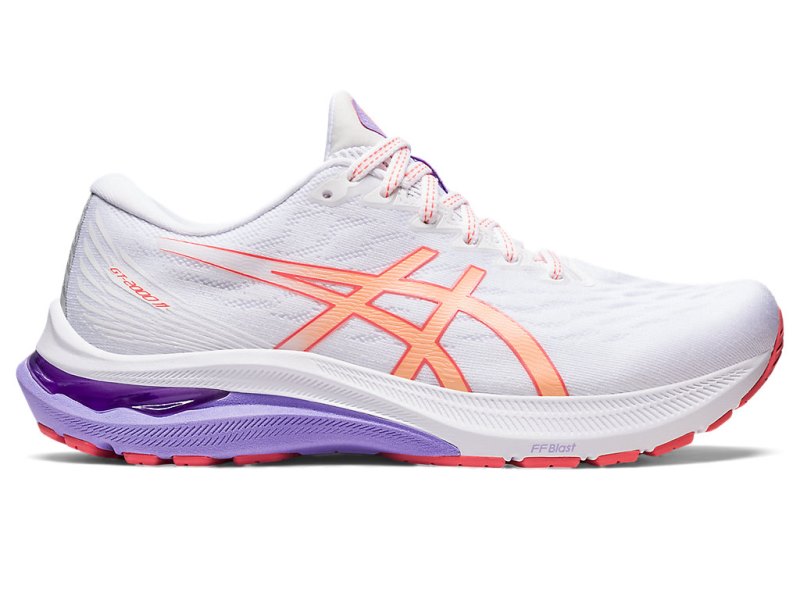 Asics Gt-2000 11 レディース ランニングシューズ 白 ライトオレンジ | JP8923-964