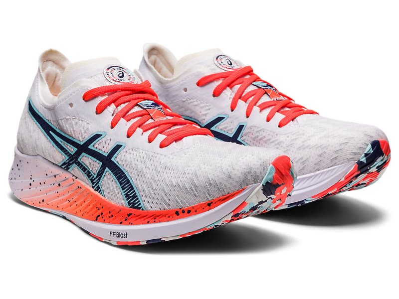 Asics Magic Speed レディース ランニングシューズ 白 青 | JP9044-207
