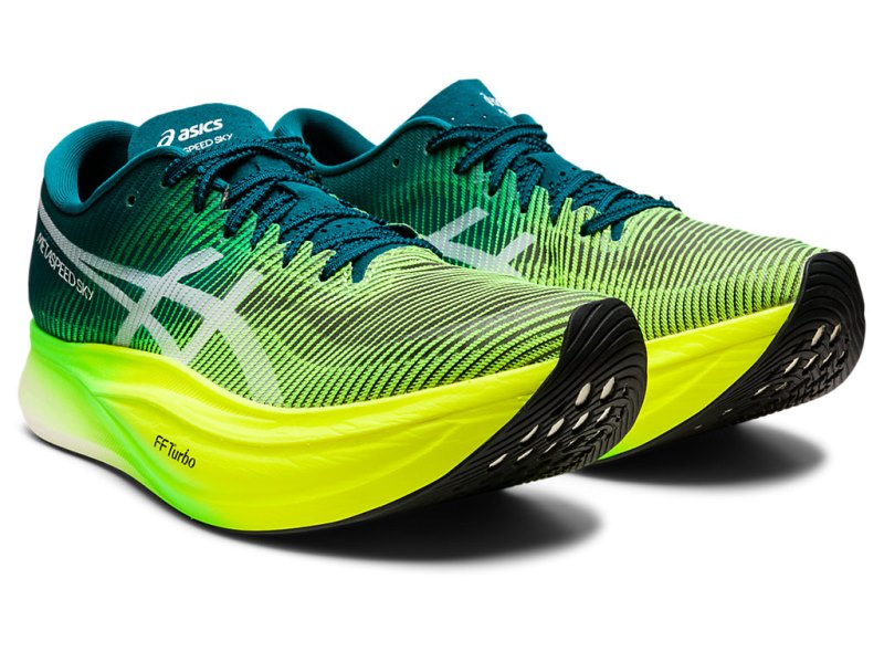 Asics Metaspeed Sky+ メンズ ランニングシューズ 深い緑 黄色 | JP9517-270