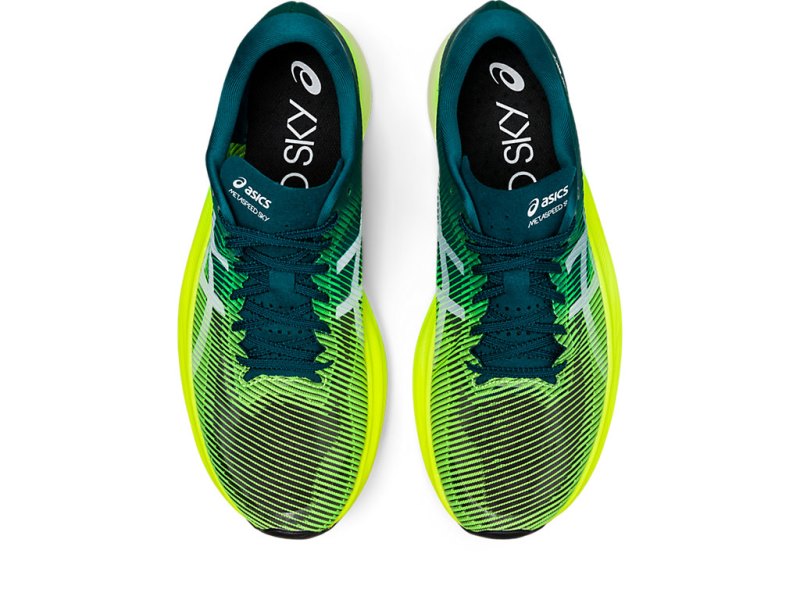 Asics Metaspeed Sky+ メンズ ランニングシューズ 深い緑 黄色 | JP9517-270