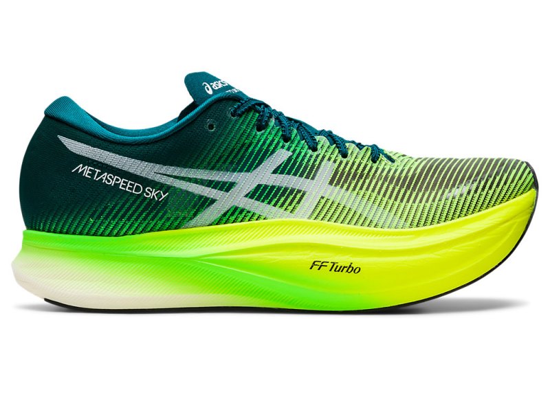 Asics Metaspeed Sky+ メンズ ランニングシューズ 深い緑 黄色 | JP9517-270