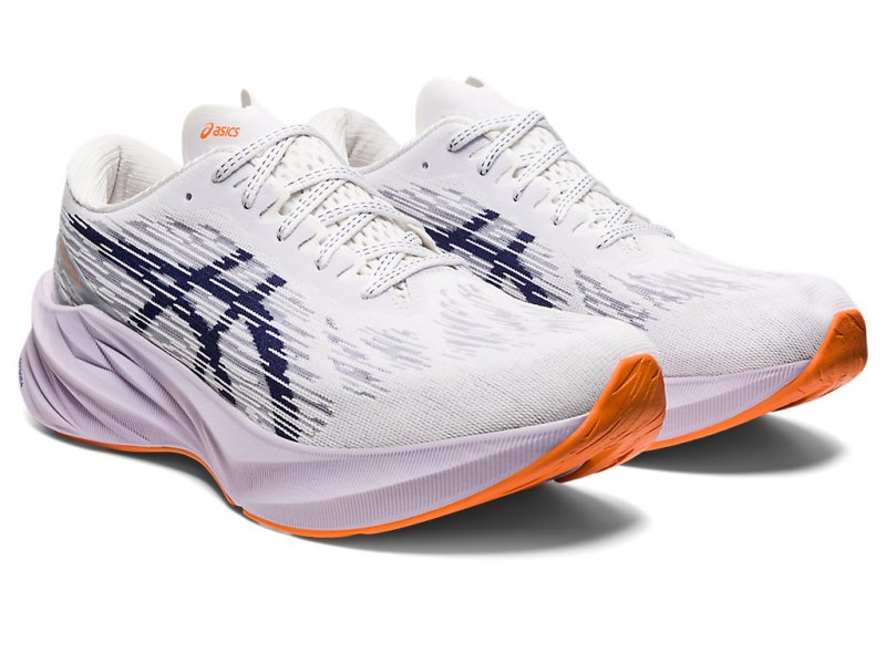 Asics Novablast 3 メンズ ランニングシューズ 白 インディゴブルー 青 | JP2098-342