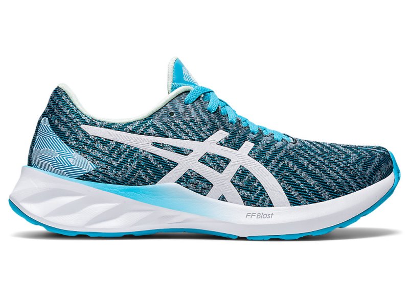 Asics Roadblast レディース ランニングシューズ ライトターコイズ 白 | JP4814-135