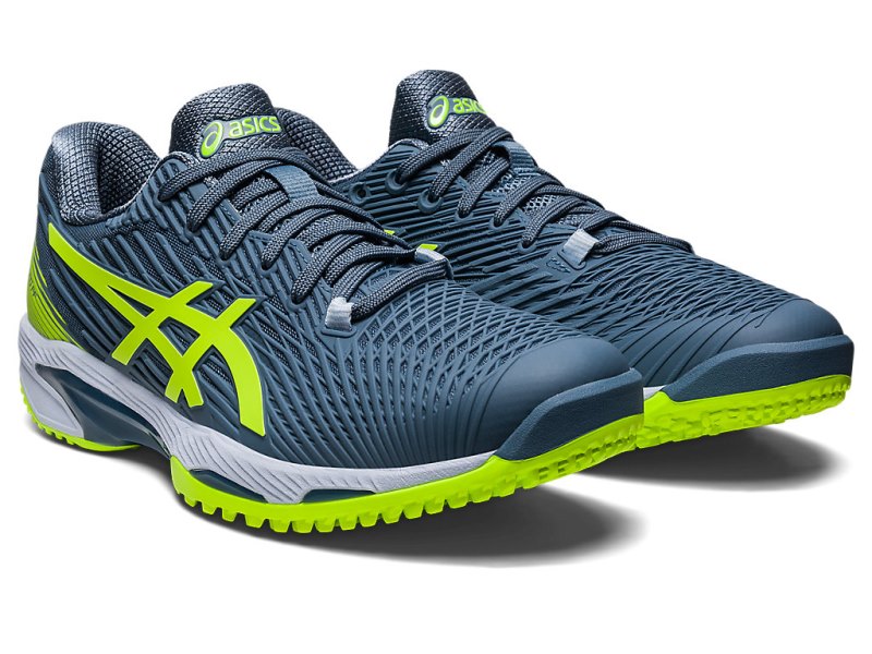 Asics Solution Speed FF 2 OC メンズ テニスシューズ グレー 青 緑 | JP9642-407