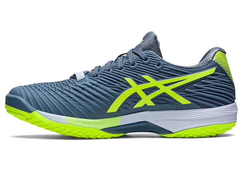 Asics Solution Speed FF 2 OC メンズ テニスシューズ グレー 青 緑 | JP9642-407