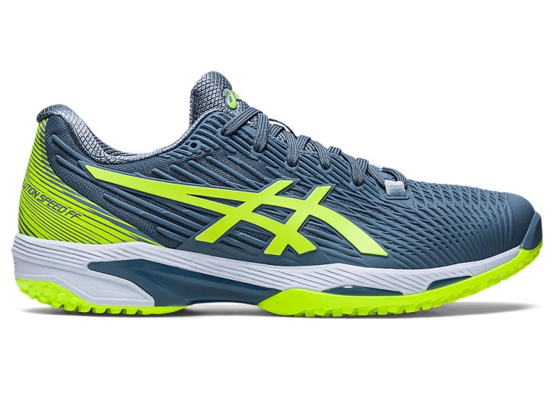 Asics Solution Speed FF 2 OC メンズ テニスシューズ グレー 青 緑 | JP9642-407