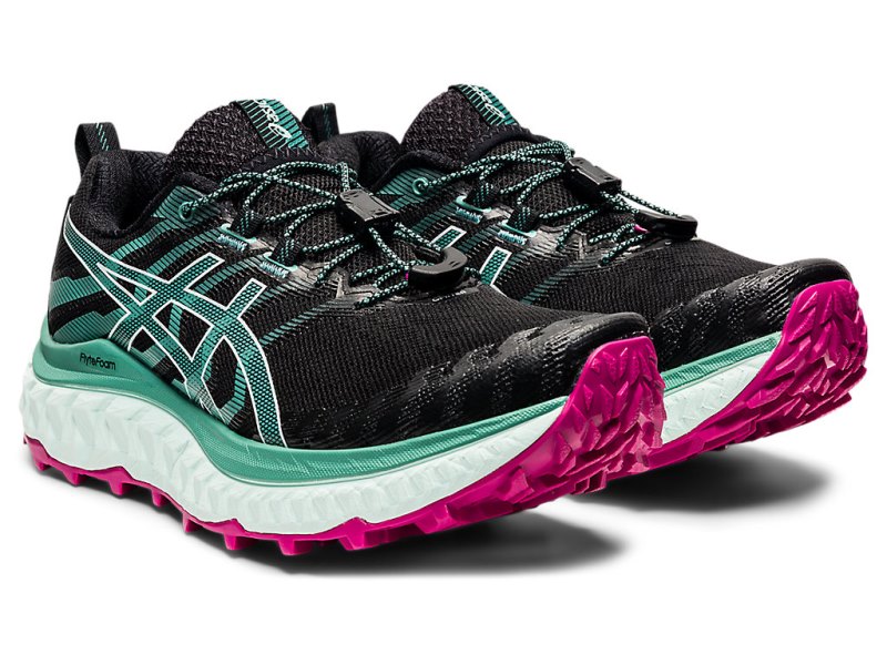 Asics Trabuco Max レディース トレイルランニングシューズ 黒 ライト青 | JP3597-293