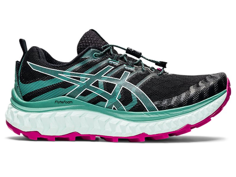 Asics Trabuco Max レディース トレイルランニングシューズ 黒 ライト青 | JP3597-293