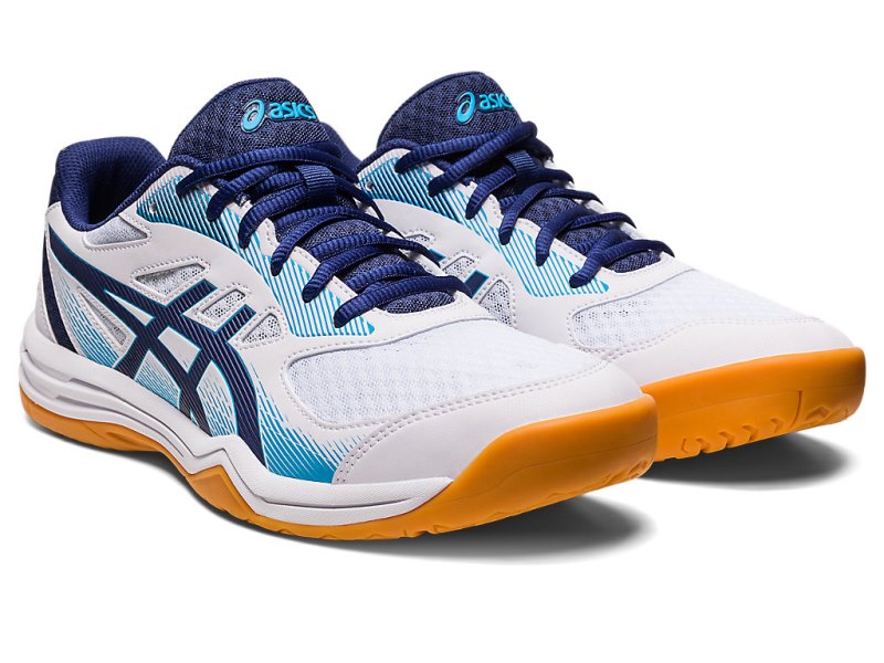 Asics Upcourt 5 メンズ バレーボールシューズ 白 インディゴブルー 青 | JP7700-610