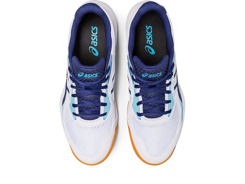 Asics Upcourt 5 メンズ バレーボールシューズ 白 インディゴブルー 青 | JP7700-610