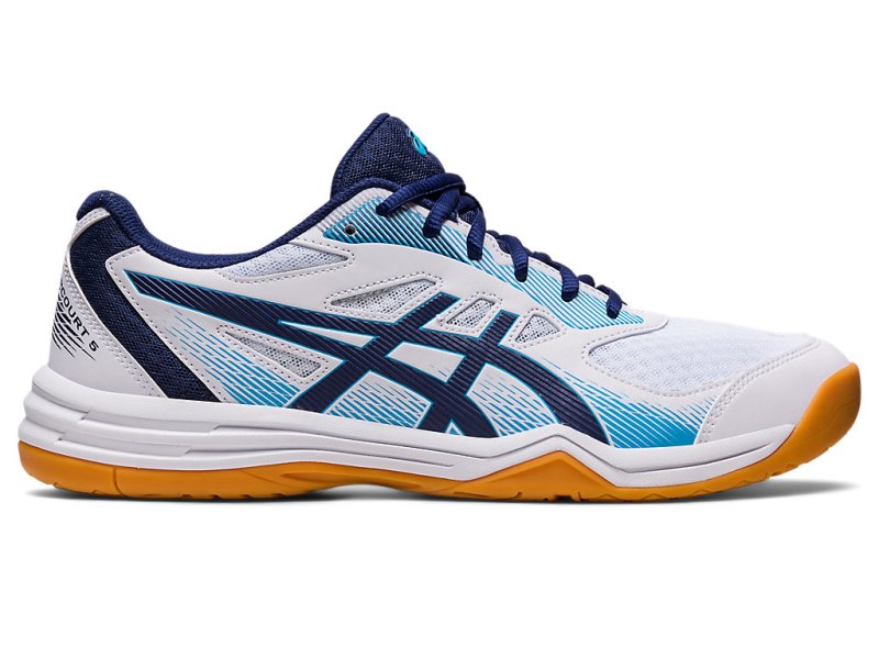 Asics Upcourt 5 メンズ バレーボールシューズ 白 インディゴブルー 青 | JP7700-610